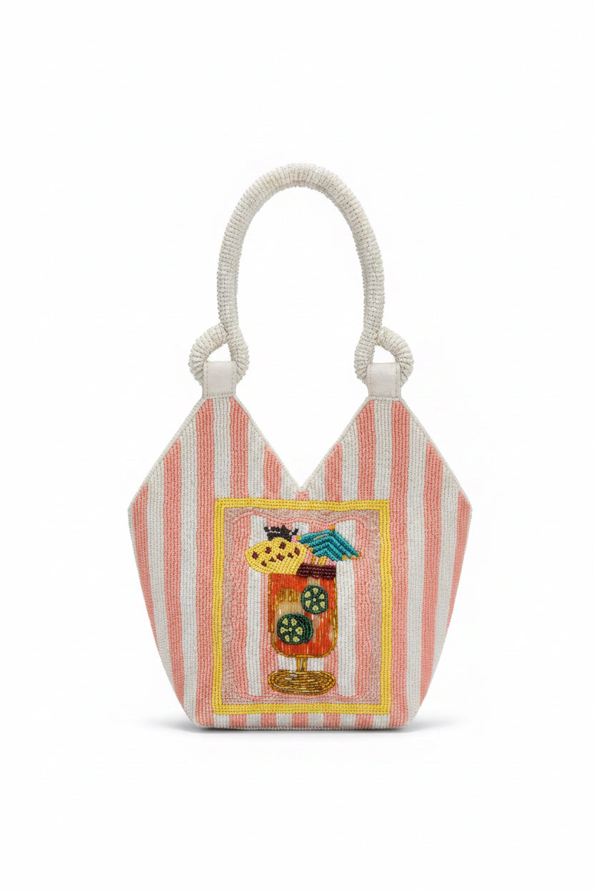 🍹 Tropical Cocktail Beaded Tote Bag