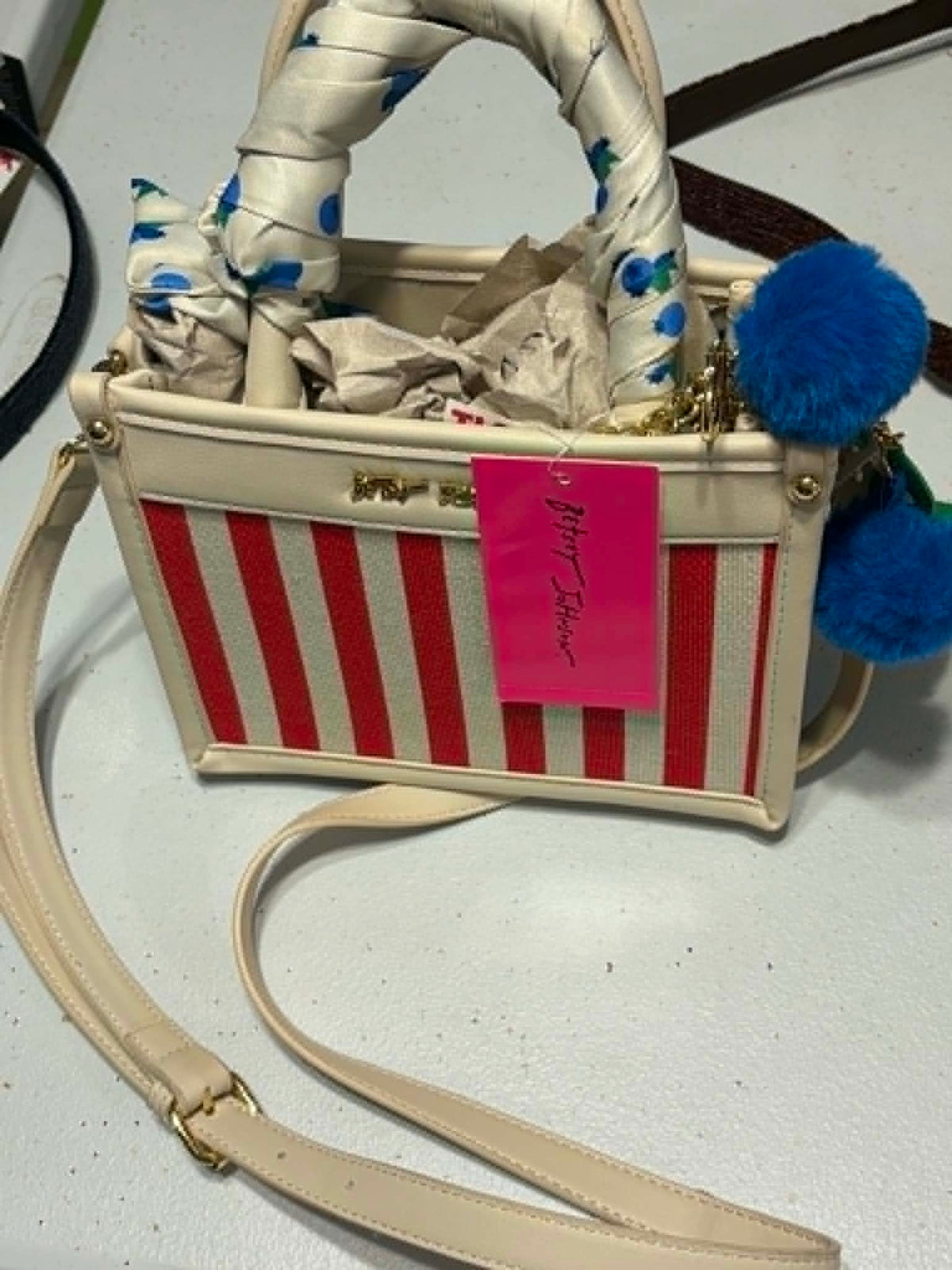 Paris Café Striped Crossbody Handbag