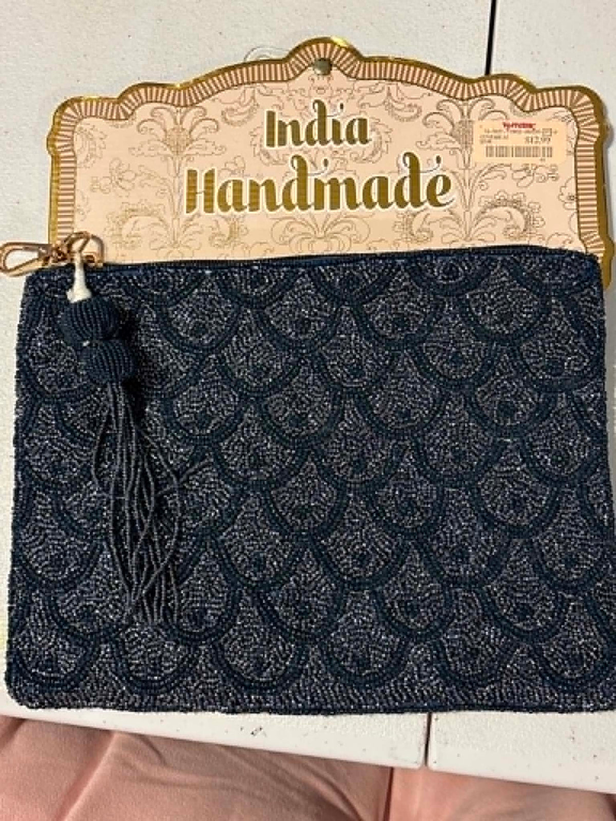 India Handmade Black Embellished Crossbody Bag