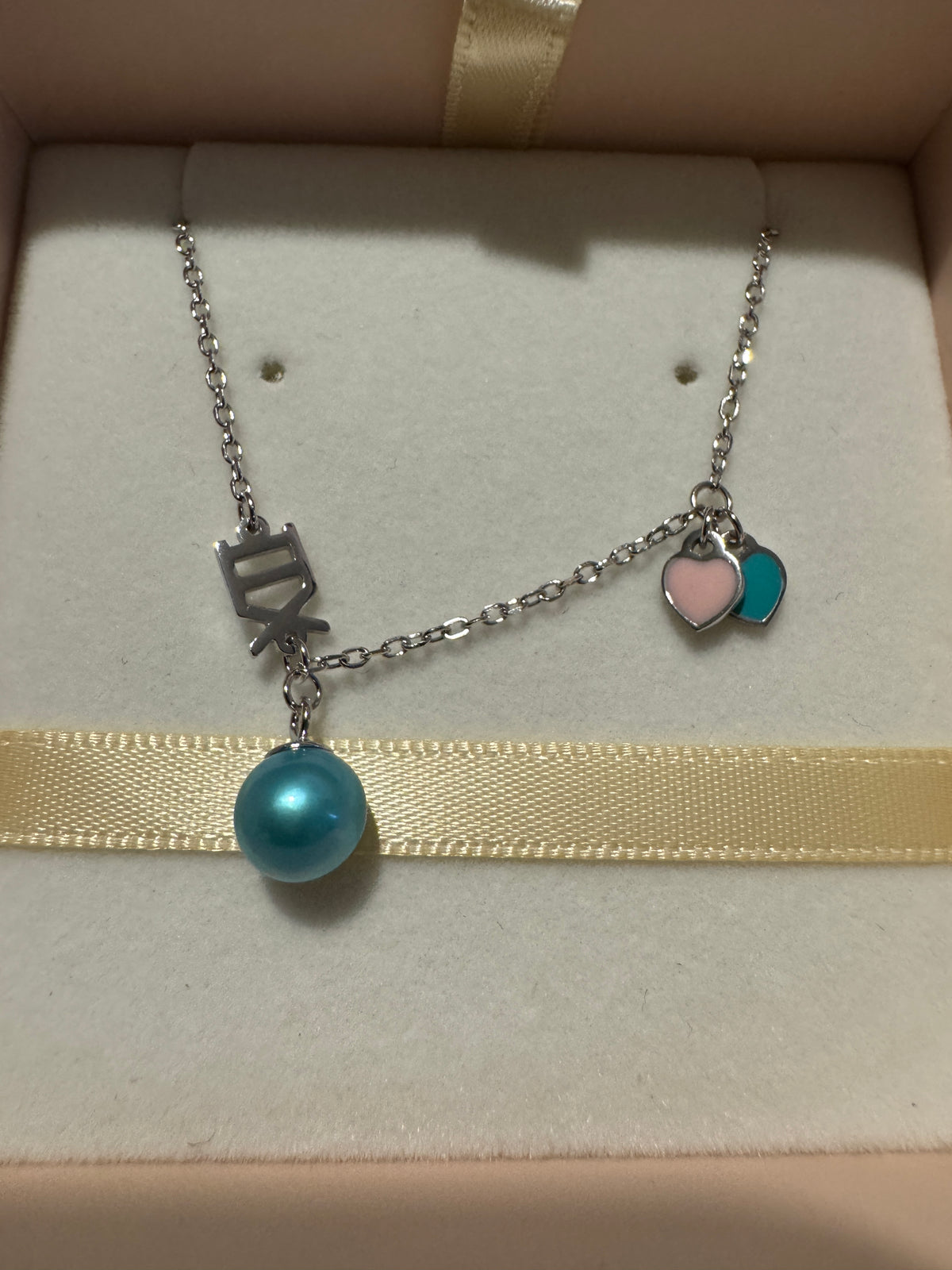 ✨ 925 Sterling Silver Blue Pearl Charm Anklet