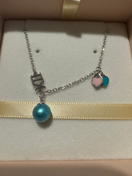 ✨ 925 Sterling Silver Blue Pearl Charm Anklet