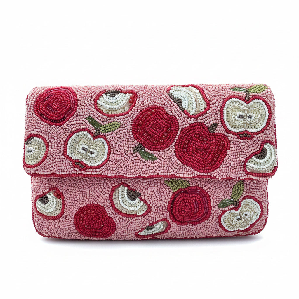 🍎 Beaded Apple Orchard Tote Bag