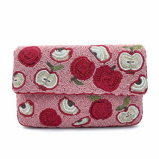 🍎 Beaded Apple Orchard Tote Bag