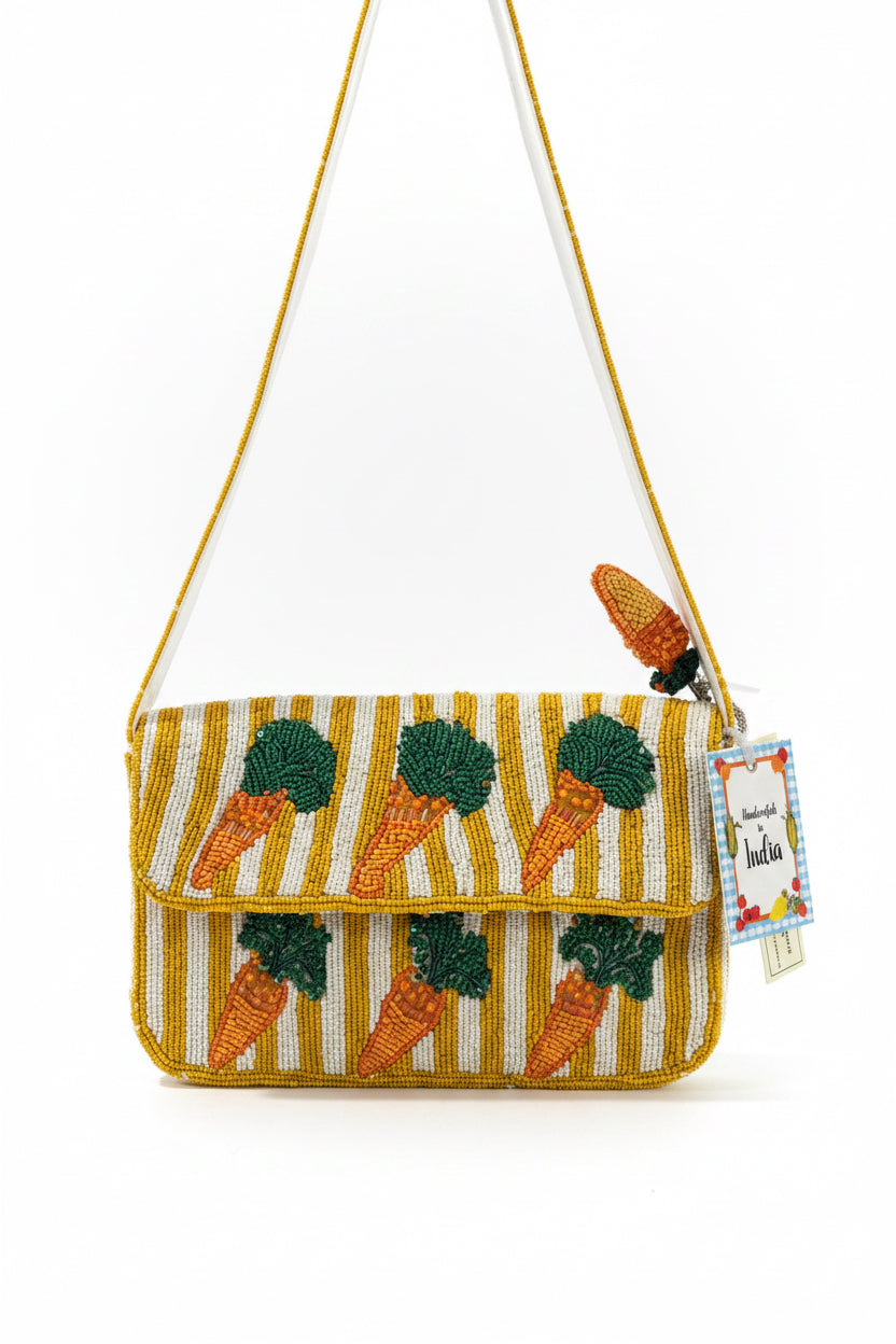 Carrot Cutie Beaded Crossbody Bag