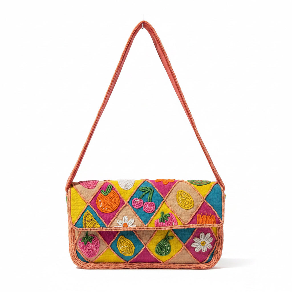 Colorful Hand-Beaded Shoulder Bag