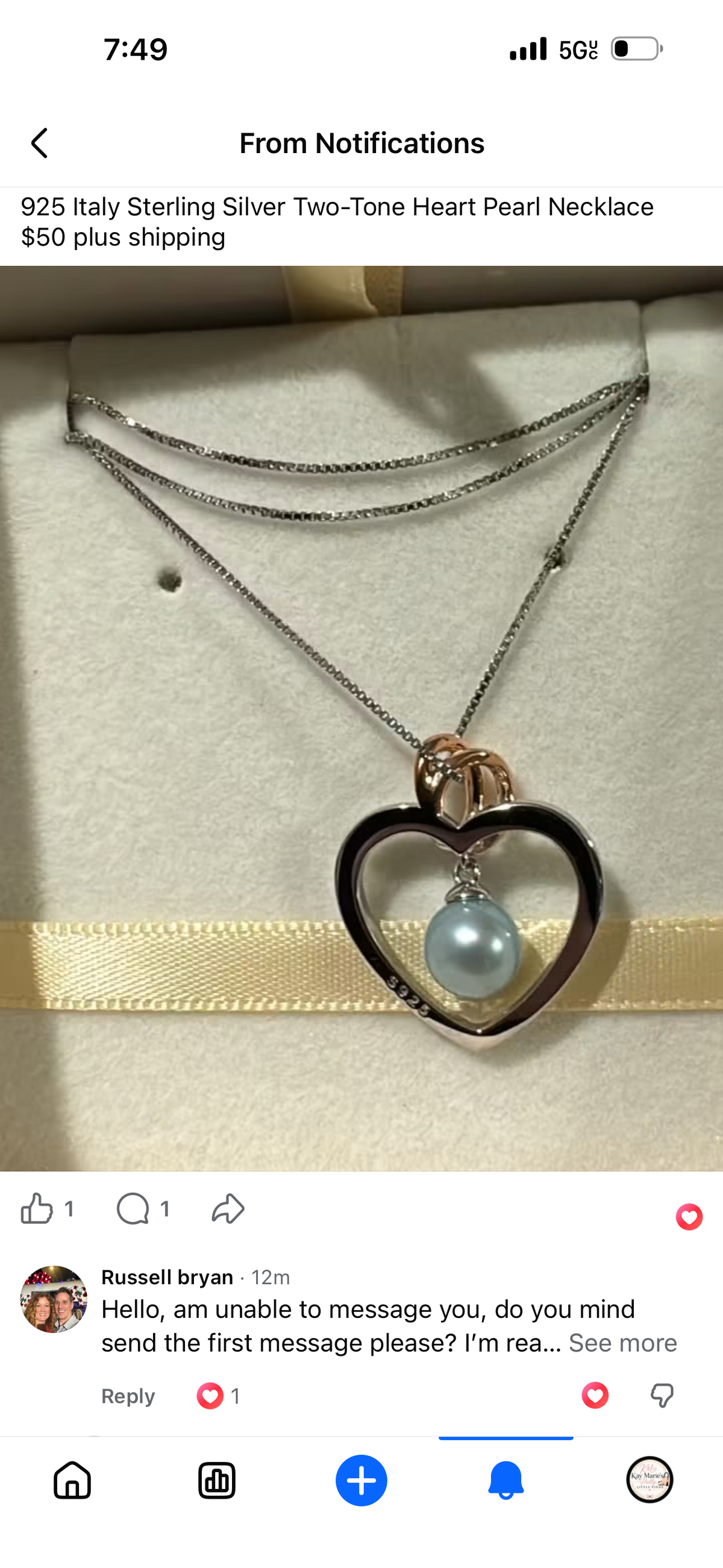 🤍 Italian 925 Sterling Silver Pearl Heart Necklace