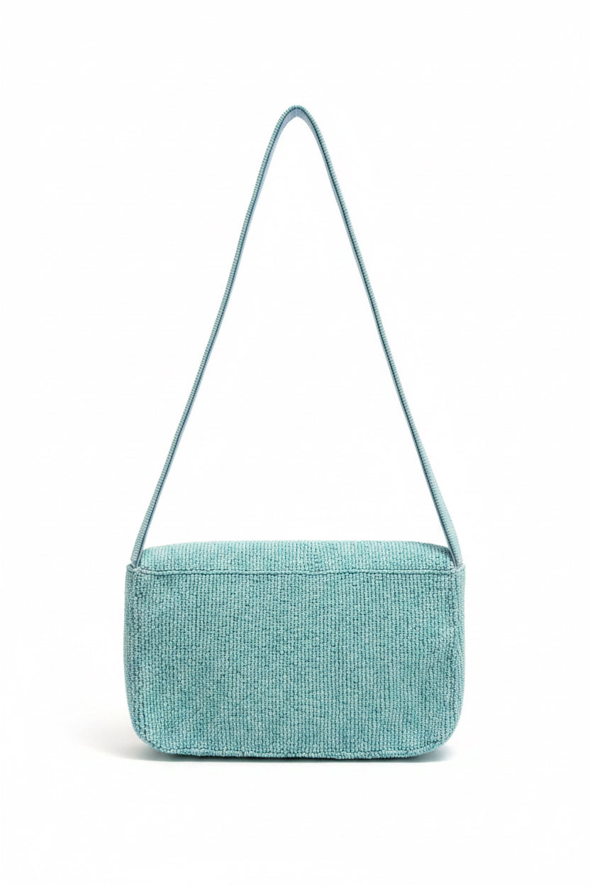Mediterranean Blue & White Beaded Vacation Tote Bag
