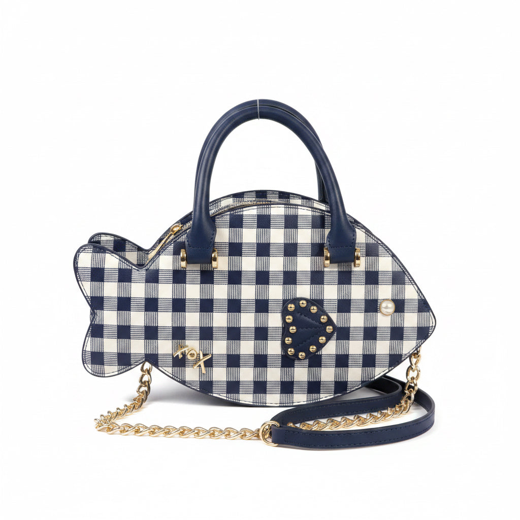 Betsey Johnson Fish-Shaped Checkered Crossbody Bag