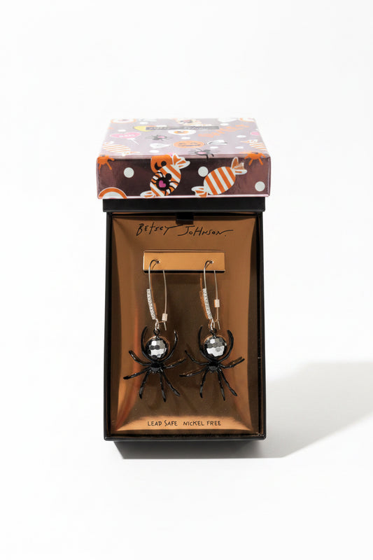 Betsey Johnson Black Spider Drop Earrings