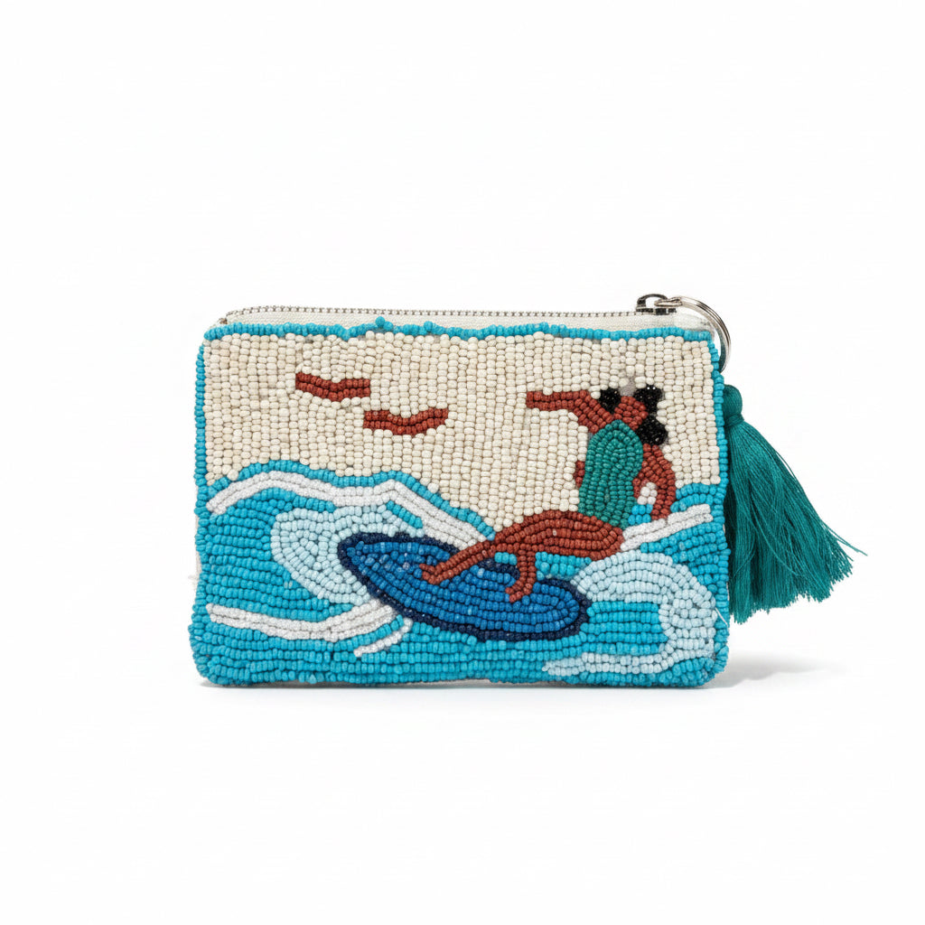 Beaded Surfer Wave Zip Pouch