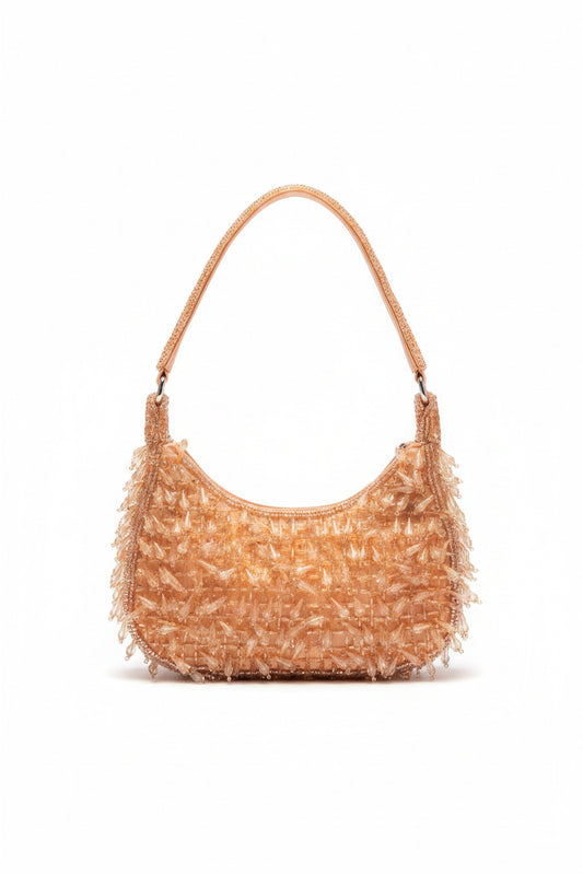 Amber Beaded Fringe Shoulder Bag