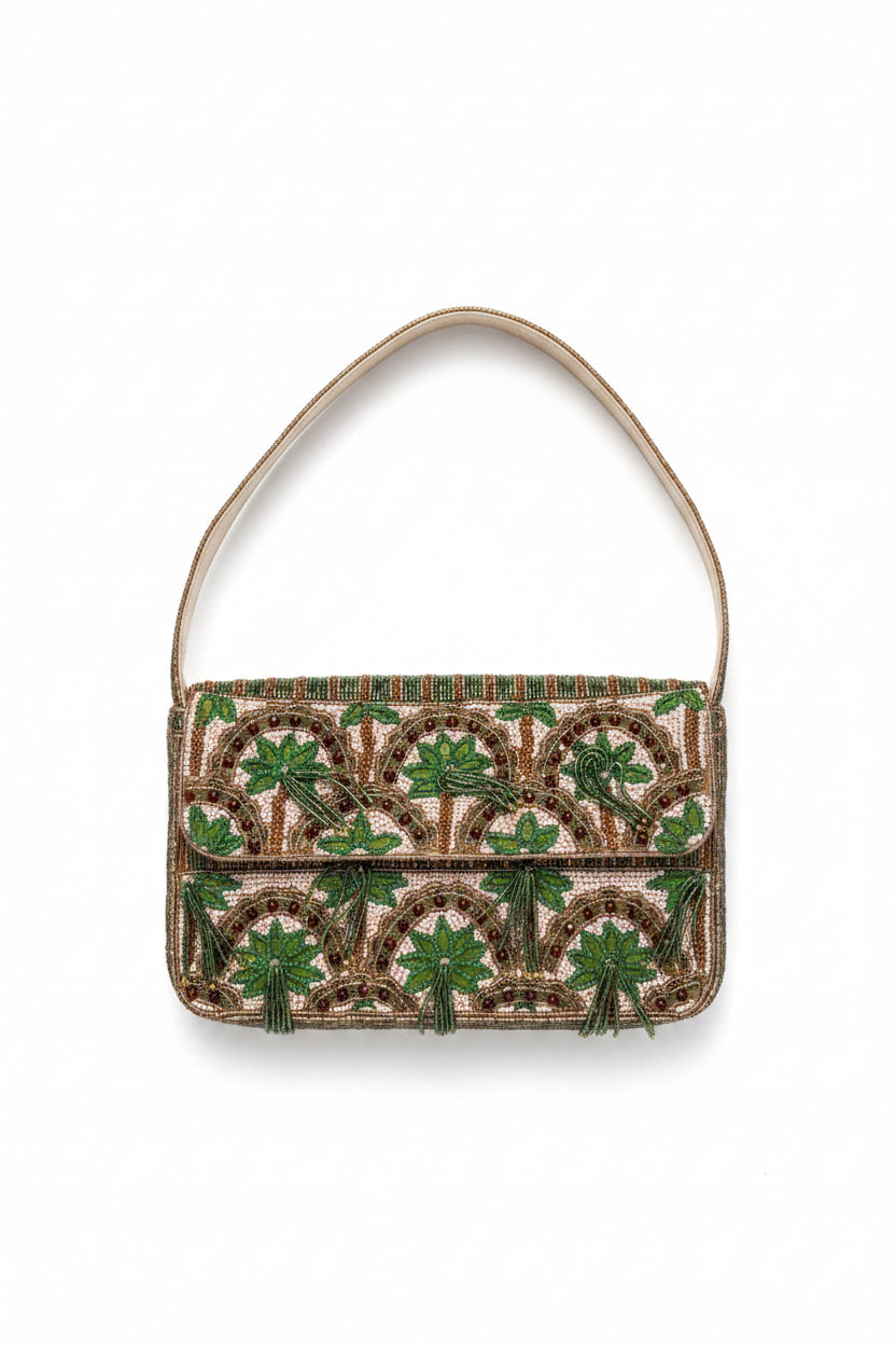Tropical Palm Tree Embellished Shoulder Bag