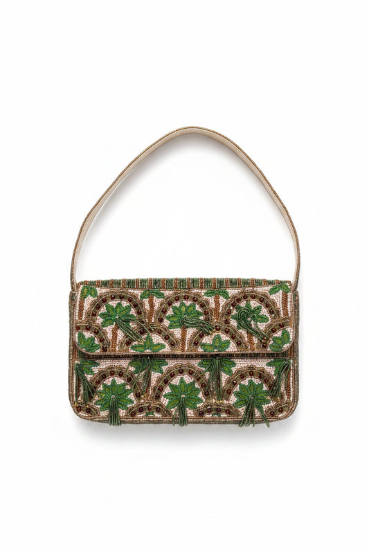 Tropical Palm Tree Embellished Shoulder Bag