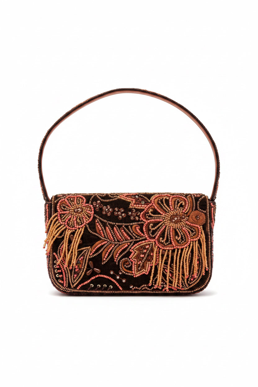 Western cowgirl floral Beaded Shoulder Bag