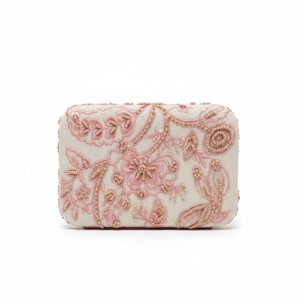 Pink Western Tooled Leather Look Beaded jewelry box