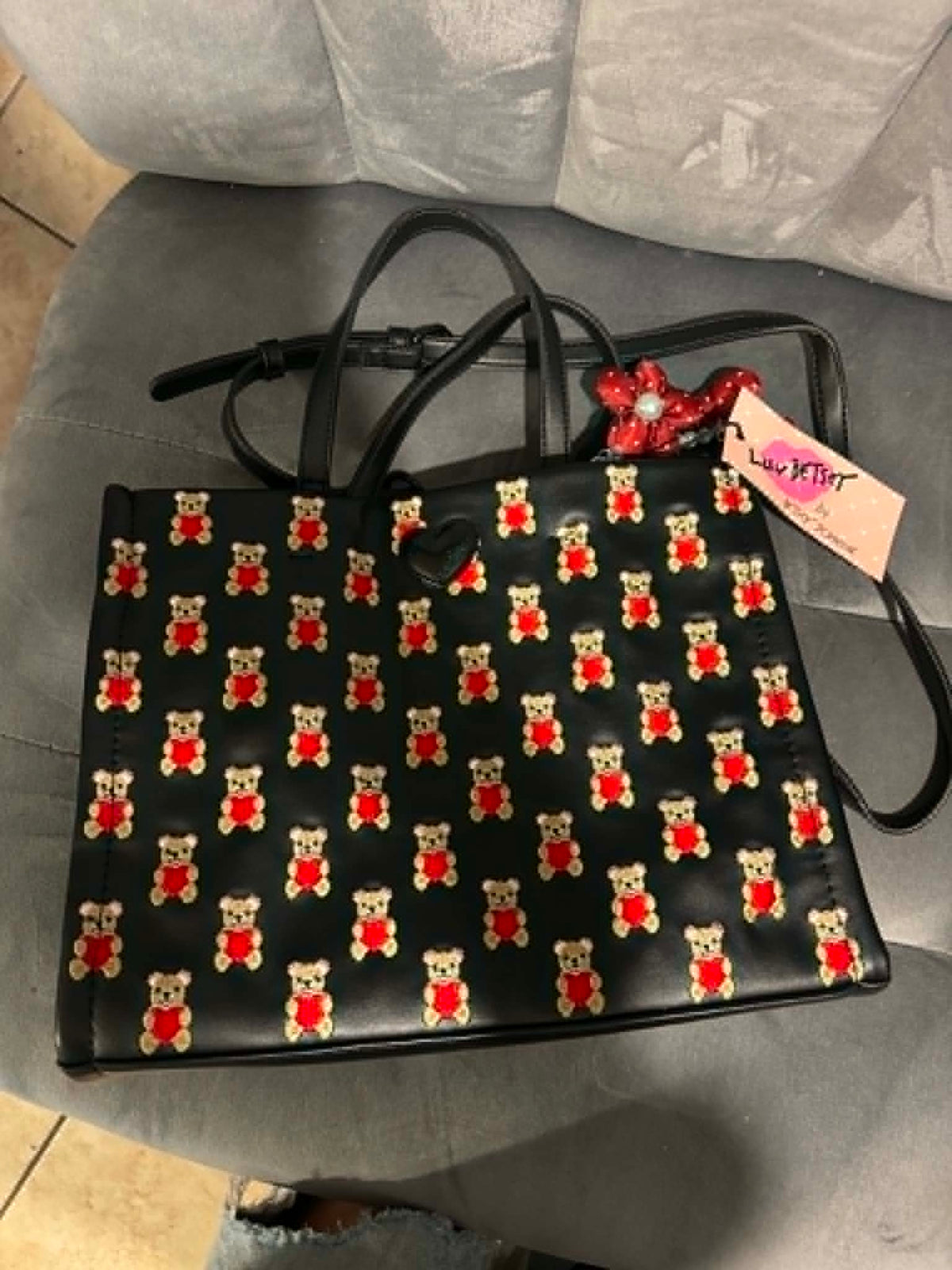 Christmas Nutcracker Beaded Tote Bag – Black